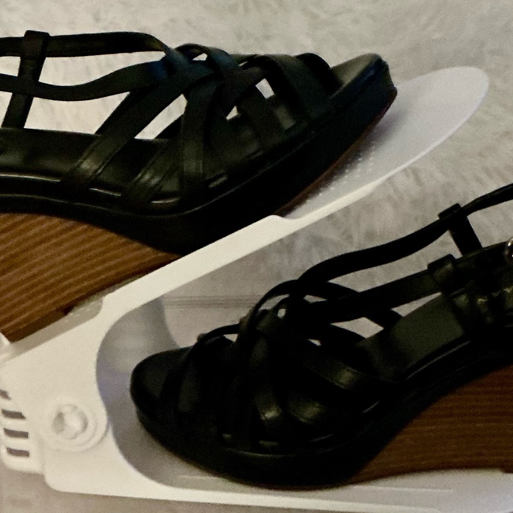 Women’s Black Strappy Wedge Sandals
